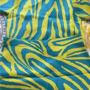 Turquoise and Yellow Zebra Print Two-Piece Skirt Set